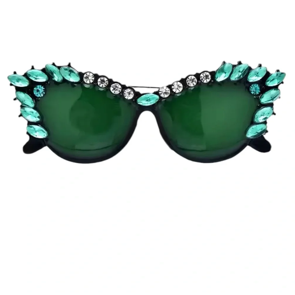 Embellished Green Sunglasses‎ Brooch